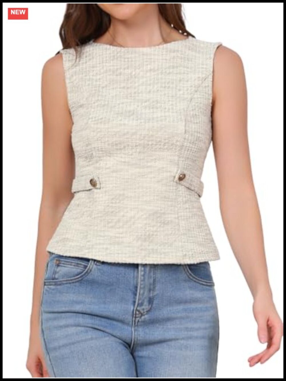 Tweed Vest Top Sleeveless Business Casual Office Layering